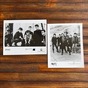 INXS Bundle of 2 Press Photo 8x10 Black White 1980 Australian Pop Rock Funk Band